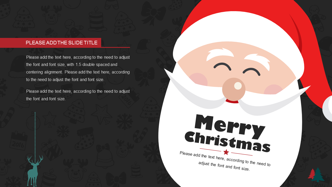 精致圣诞帽背景的欧美圣诞节幻灯片PPT模板免费下载