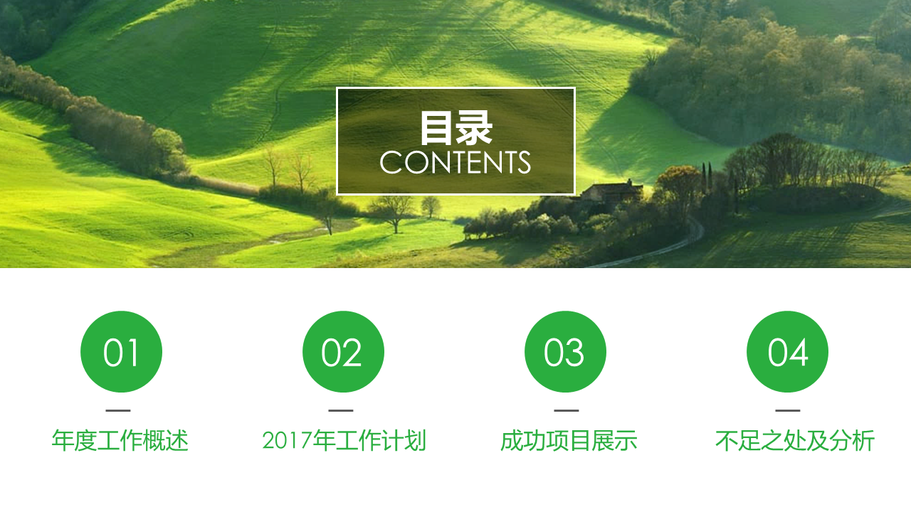 绿色清新自然风景背景幻灯片PPT模板免费下载