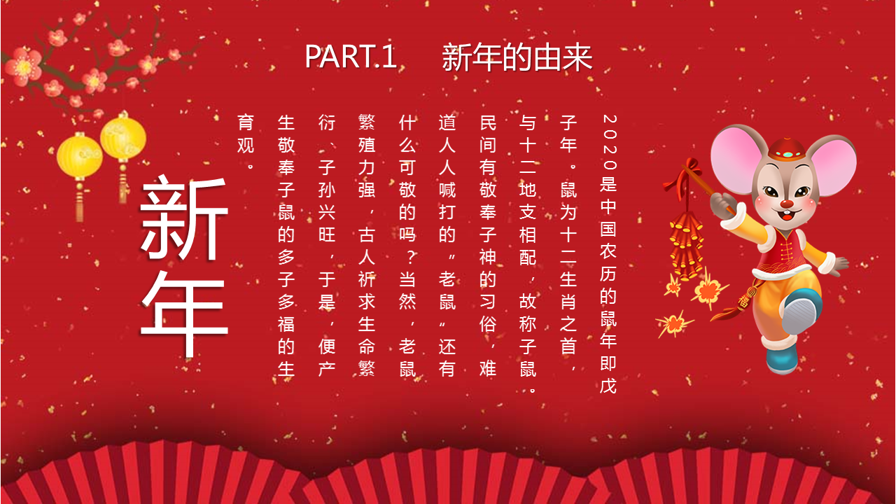 大红色中国风喜庆新年快乐春节习俗幻灯片PPT模板下载