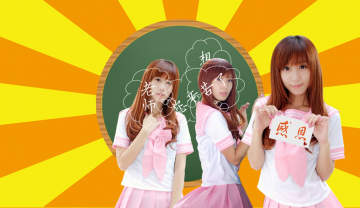 美女学生感恩教师节幻灯片PPT模板素材免费下载