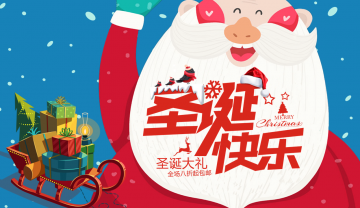 圣诞老人与雪橇背景的圣诞节幻灯片PPT模板免费下载
