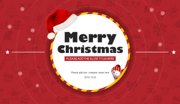 精致圣诞帽背景的欧美圣诞节幻灯片PPT模板免费下载