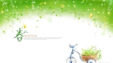 一组绿色春天的彩绘PPT背景图片